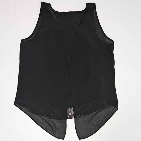 Forever21 Contemporary Open Back Sheer Black Sleeveless Tank Top Women's Sz Med - Picture 2 of 3